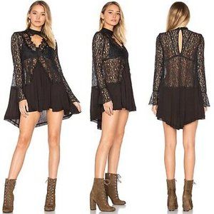 Free People Navy BlueTell Tale Cutout Lace Mini D